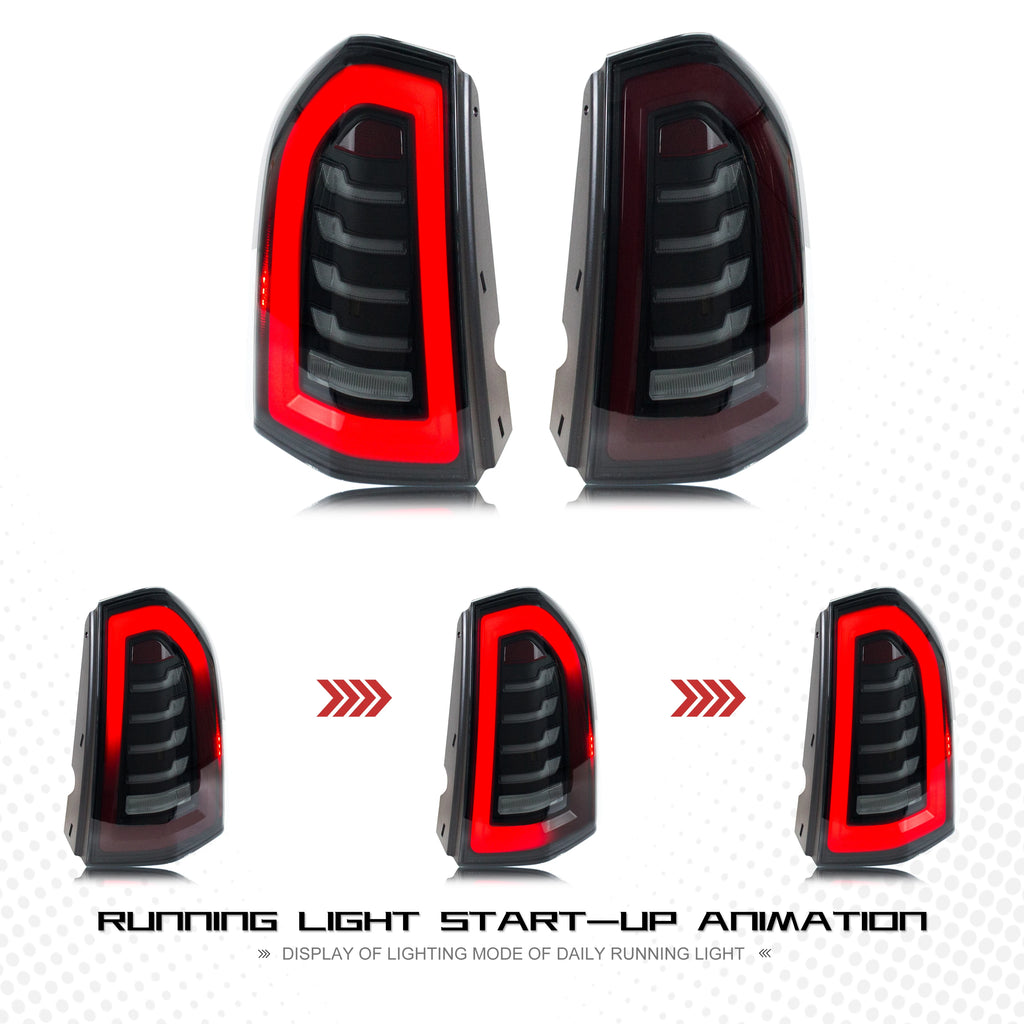 Feux arrière LED pour Chrysler 300 300C 300S 2011 – 2014, paire d'animation de démarrage de Signal dynamique, assemblage de feux arrière noirs