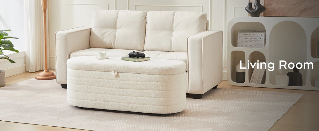 TODRANI Banc ottoman de rangement de 45 po, Teddy rembourré d'une capacité de 300 lb, charnière de sécurité, repose-pieds ovale rabattable avec coussinets de pieds