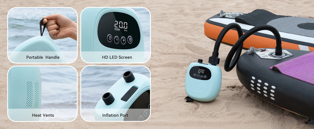 dwndpump électrique 20PSI SUP pompe 38.48Wh batterie Paddle Board gonflage dégonflage pour Kayak bateau planche de surf Stand Up Paddle