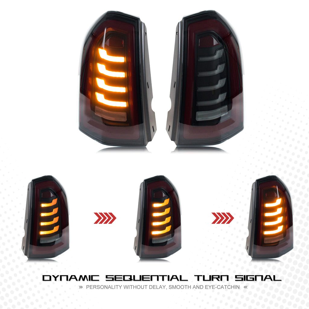 Feux arrière LED pour Chrysler 300 300C 300S 2011 – 2014, paire d'animation de démarrage de Signal dynamique, assemblage de feux arrière noirs